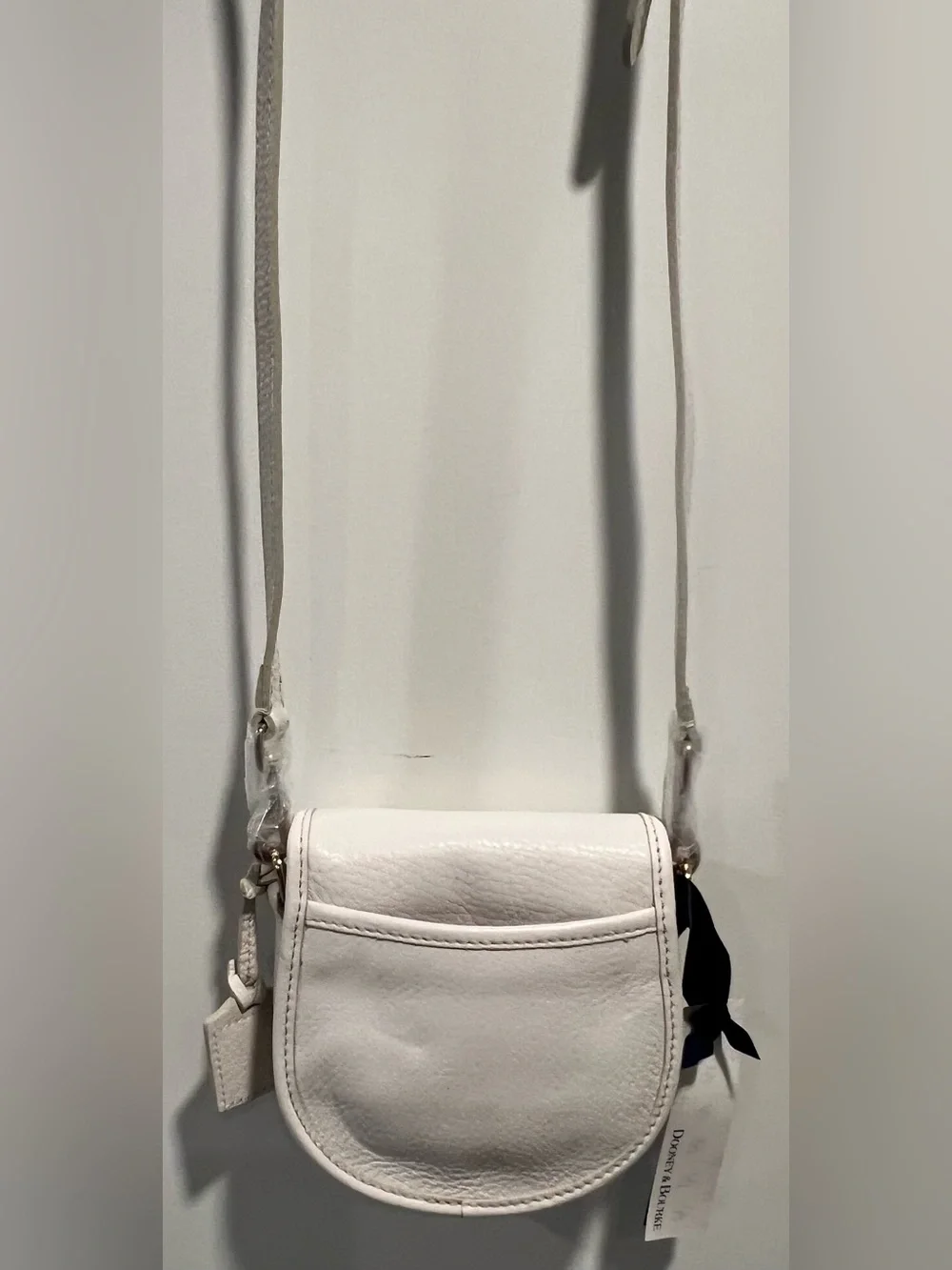 Dooney & Bourke White Pebbled Leather Saddle Crossbody NWT